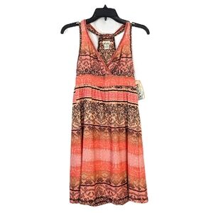 NEW Mudd Paisley Orange & Brown Boho Halter Dress - Size Medium Womens